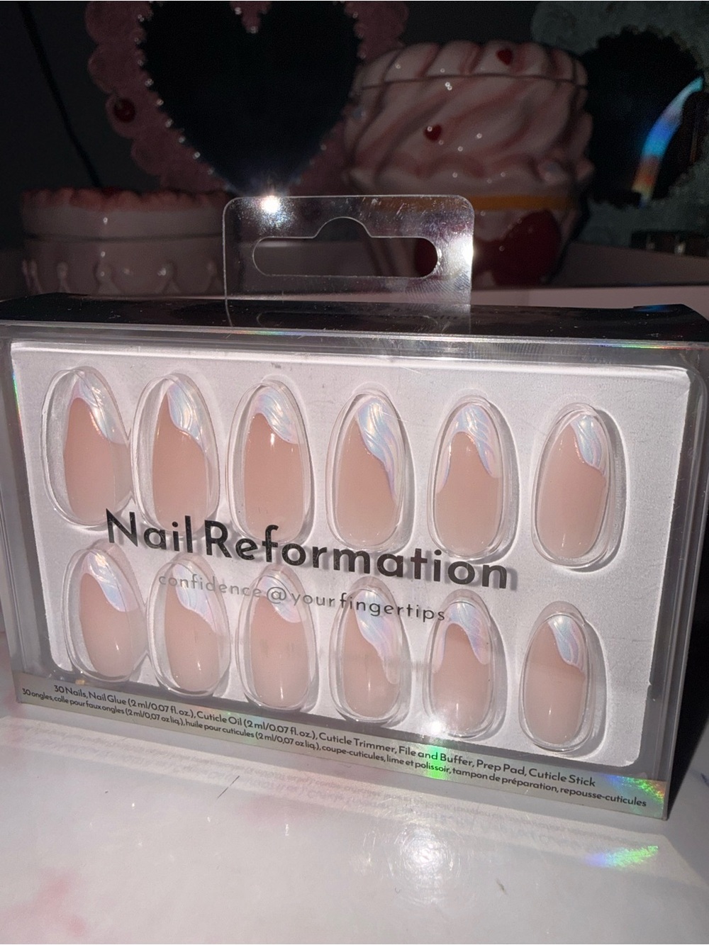 Nail Reformation Nude French Press-On Nails with Iridescent Accent